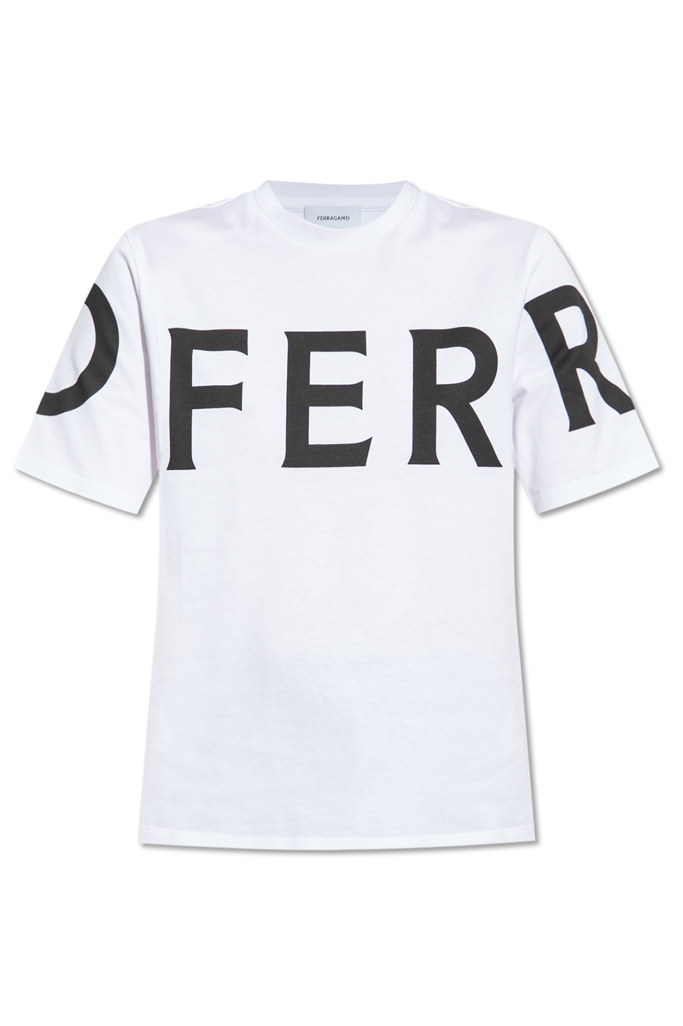 Tシャツ・カットソー FERRAGAMO FW23 Check blouse (0765427 COCOA) Ferragamo logo-print Cotton T-shirt | White | FARFETCH